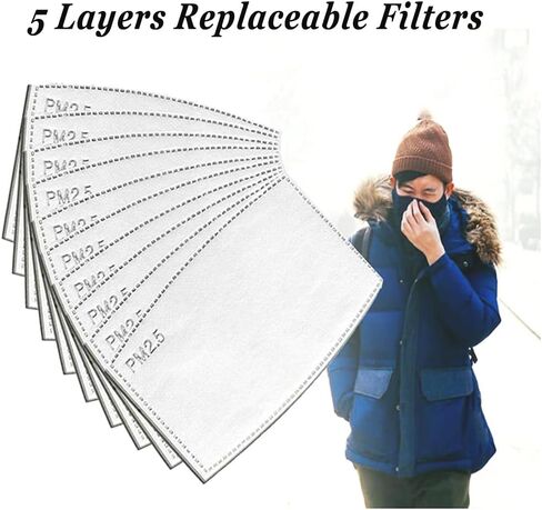 50 Pcs 5 Layers Replaceable Filters PM2.5 Activated Carbon Filter, Protective Mouth Filter for Outdoor in Saudi Arabia