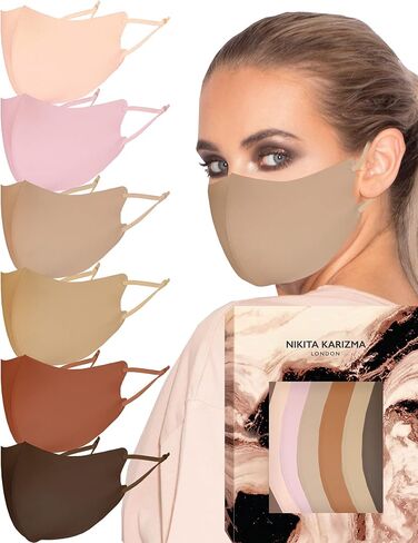 KARIZMA Face Wardrobe Cloth Face Mask for Women Pack. 6 Buttery Soft Black Face Masks Washable Fabric with Adjustable Ear Loops. Face Mask Reusable and Stretchy. Comfortable and Fresh Facemask in Saudi Arabia