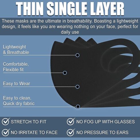 10 عبوات من أغطية الوجه مع غطاء حلقة أذن مرن لكامل الوجه مضاد للغبار، للجنسين، قابل للغسل وإعادة الاستخدام للرجال والنساء، ناعم على الوجه والجلد (ملون) in Kuwait