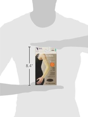 Truform Lymphedema Compression Arm Sleeve, 20-30 mmHg Post Mastectomy Support, Dot Top Grip Band, Beige, Small in Kuwait