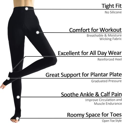 Medical Compression Pantyhose Women & Men,20-30mmHg Open Toe Thigh High Compression Tights Graduated Support (Beister) in Kuwait