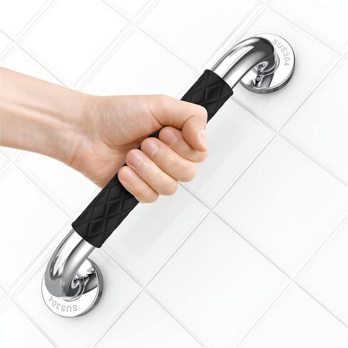 opove 12" Grab Bars for Shower and Bathroom, Anti-Slip Shower Handles for Elderly, Seniors, Handicap & Pregnant Women, Black (1 Pack) in Kuwait