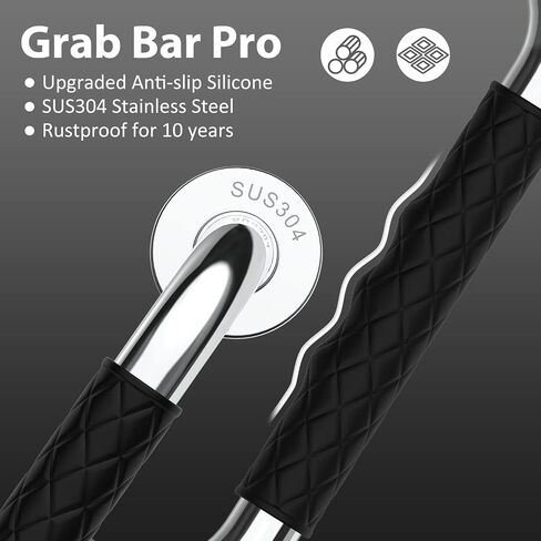 opove 12" Grab Bars for Shower and Bathroom, Anti-Slip Shower Handles for Elderly, Seniors, Handicap & Pregnant Women, Black (1 Pack) in Kuwait