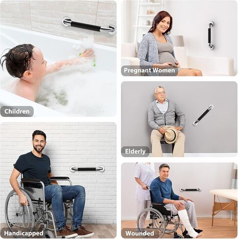 opove 12" Grab Bars for Shower and Bathroom, Anti-Slip Shower Handles for Elderly, Seniors, Handicap & Pregnant Women, Black (1 Pack) in Kuwait