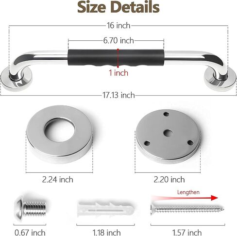 2 Pack Grab Bars for Bathroom, 12 Inch Anti Slip Bathroom Handicap Grab Bars for Showers, Safety Bath & Shower Grab Bar for Seniors, Shower Handles for Elderly, Tesuchan in Saudi Arabia