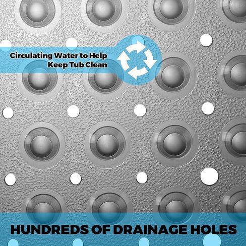 سجادة حمام مربعة من YINENN مقاس 53.34 × 53.34 سم مع أكواب شفط وثقوب تصريف ، غير قابلة للانزلاق وقابلة للغسل للاستحمام (بيج) in Kuwait