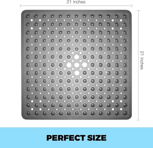 سجادة حمام مربعة من YINENN مقاس 53.34 × 53.34 سم مع أكواب شفط وثقوب تصريف ، غير قابلة للانزلاق وقابلة للغسل للاستحمام (بيج) in Kuwait