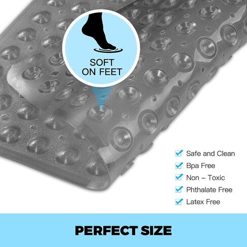 سجادة حمام مربعة من YINENN مقاس 53.34 × 53.34 سم مع أكواب شفط وثقوب تصريف ، غير قابلة للانزلاق وقابلة للغسل للاستحمام (بيج) in Kuwait