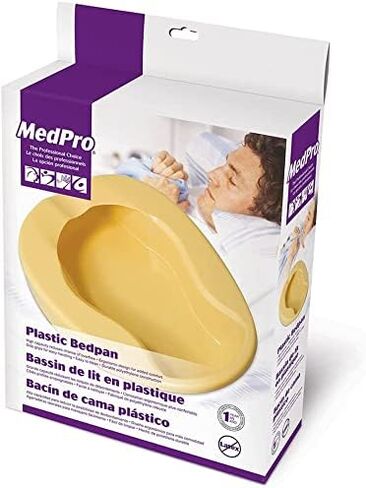 MedPro Durable Conventional Plastic Bed Pan with Contoured Shape for Added Comfort, Made from Heavy-Duty Plastic, Convenient and Easy to Clean, Adult Size, Light Yellow in Saudi Arabia