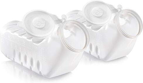 Caremax Supply Urinals for Men with Translucent Lid – 32 Oz. Bottle – 2 Pack-Male Urinal Bottles with Spill Proof Screw Cap – Durable and Reliable – Practical Design – for Camping, Travel People in Kuwait