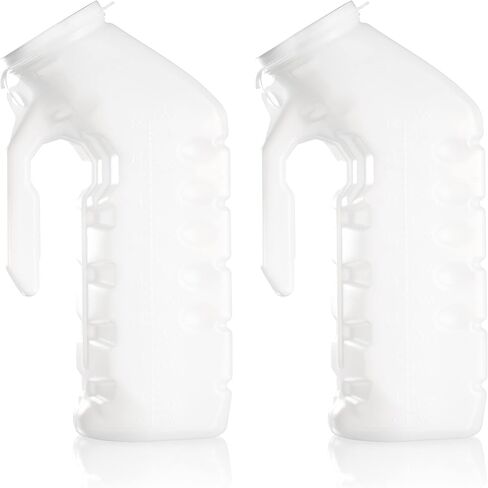 Caremax Supply Urinals for Men with Translucent Lid – 32 Oz. Bottle – 2 Pack-Male Urinal Bottles with Spill Proof Screw Cap – Durable and Reliable – Practical Design – for Camping, Travel People in Kuwait