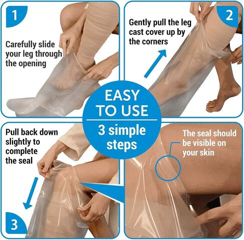 100% Waterproof Cast Cover Leg -【Watertight Seal】- Reusable 2 pk Cast Protector for Shower Leg Adult Knee, Ankle, Foot - Half Leg Covers in Saudi Arabia