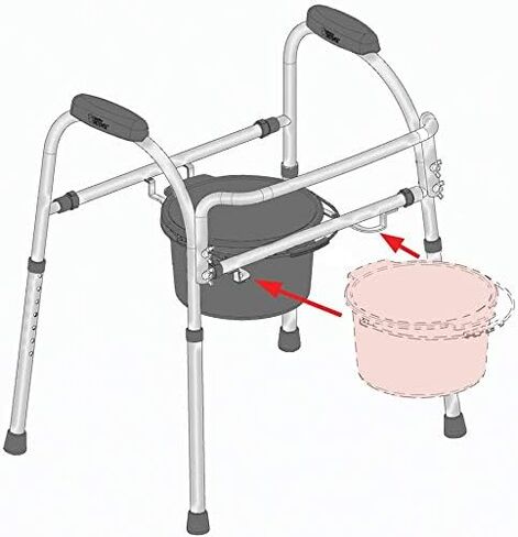 كرسي MedPro Defense Comfort Plus مع ارتفاع قابل للتعديل ومقعد مريح عريض جدًا، بديل مريح وأكثر أمانًا للمرحاض، تصميم إطار مرن، رمادي in Kuwait