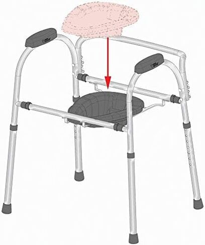 كرسي MedPro Defense Comfort Plus مع ارتفاع قابل للتعديل ومقعد مريح عريض جدًا، بديل مريح وأكثر أمانًا للمرحاض، تصميم إطار مرن، رمادي in Kuwait