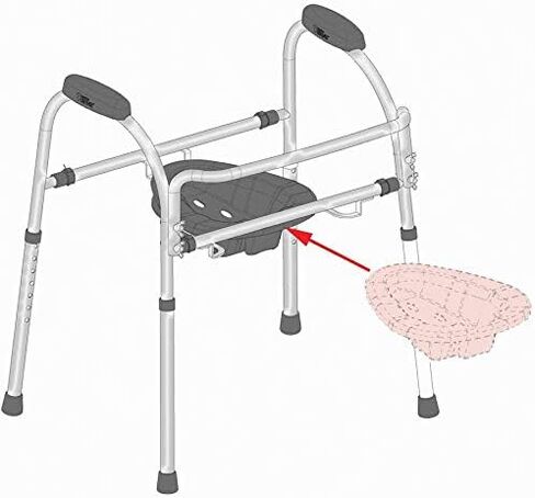 كرسي MedPro Defense Comfort Plus مع ارتفاع قابل للتعديل ومقعد مريح عريض جدًا، بديل مريح وأكثر أمانًا للمرحاض، تصميم إطار مرن، رمادي in Kuwait