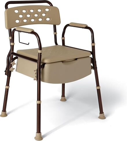 ميد لاين مقعد بجانب السرير من اليمنتس، معزز بحماية ميكروبان ومساند ذراع قابلة لتعديل الارتفاع، غطاء مسطح للتخزين السري، سعة وزن 400 باوند، ميكروبان، قطعة واحدة in Kuwait