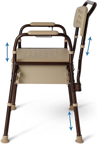 ميد لاين مقعد بجانب السرير من اليمنتس، معزز بحماية ميكروبان ومساند ذراع قابلة لتعديل الارتفاع، غطاء مسطح للتخزين السري، سعة وزن 400 باوند، ميكروبان، قطعة واحدة in Kuwait