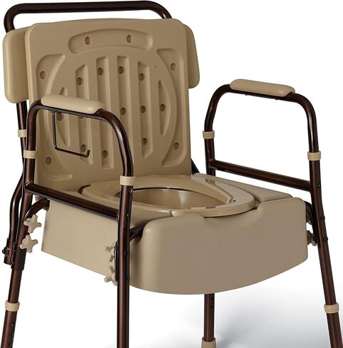 ميد لاين مقعد بجانب السرير من اليمنتس، معزز بحماية ميكروبان ومساند ذراع قابلة لتعديل الارتفاع، غطاء مسطح للتخزين السري، سعة وزن 400 باوند، ميكروبان، قطعة واحدة in Kuwait