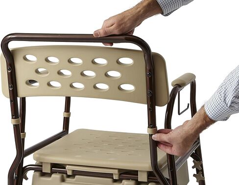 ميد لاين مقعد بجانب السرير من اليمنتس، معزز بحماية ميكروبان ومساند ذراع قابلة لتعديل الارتفاع، غطاء مسطح للتخزين السري، سعة وزن 400 باوند، ميكروبان، قطعة واحدة in Kuwait