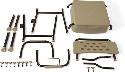 ميد لاين مقعد بجانب السرير من اليمنتس، معزز بحماية ميكروبان ومساند ذراع قابلة لتعديل الارتفاع، غطاء مسطح للتخزين السري، سعة وزن 400 باوند، ميكروبان، قطعة واحدة in Kuwait