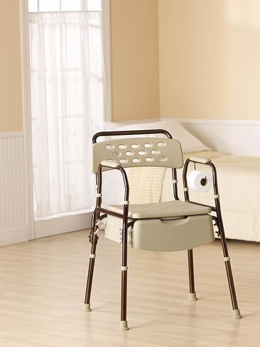 ميد لاين مقعد بجانب السرير من اليمنتس، معزز بحماية ميكروبان ومساند ذراع قابلة لتعديل الارتفاع، غطاء مسطح للتخزين السري، سعة وزن 400 باوند، ميكروبان، قطعة واحدة in Kuwait