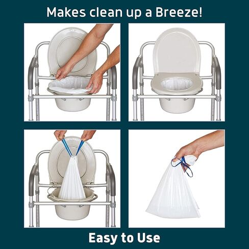 بطانات كومود من لوندج - عبوة اقتصادية مكونة من 100 قطعة تناسب الجميع - بطانات كومود من الدرجة الطبية يمكن التخلص منها لكرسي كومود للبالغين، أو أكياس مراحيض محمولة أو أكياس مراحيض للتخييم in Kuwait