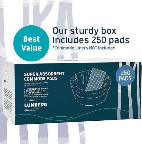 Lunderg Super Absorbent Commode Pads - Medical Grade Value Pack 100 Count - for Bedside Commode Liners Disposable, Adult Commode Chair, Portable Toilet Bags or Camping - Make Life so Much Easier in Saudi Arabia