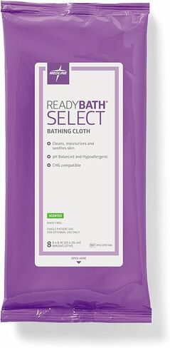 Medline-MSC095106 ReadyBath Select، مناديل قماشية لتنظيف الجسم، معطرة، مناديل متوسطة الوزن، درجة الحموضة متوازنة، خالية من الشطف، ترطب، تلطف البشرة، استخدام واحد (8 عبوات، 30 عبوة) in Kuwait