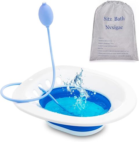 حمام المقعدة nvxigac لمقعد المرحاض، حمام الجلوس للبواسير، حمام الجلوس للعناية بعد الولادة، مقعد مهدئ للمرحاض، وعاء أعمق أوسع، حوض مقعد قابل للطي مع فلوشير، يناسب المرحاض العالمي in Kuwait
