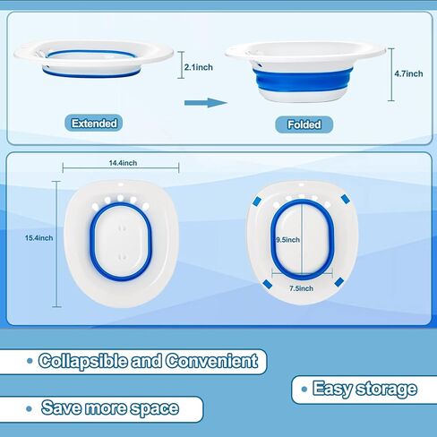 حمام المقعدة nvxigac لمقعد المرحاض، حمام الجلوس للبواسير، حمام الجلوس للعناية بعد الولادة، مقعد مهدئ للمرحاض، وعاء أعمق أوسع، حوض مقعد قابل للطي مع فلوشير، يناسب المرحاض العالمي in Kuwait