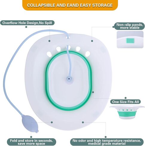 MTASTIC Sitz Bath for Toilet Seat- Soothes Hemorrhoids & Perineum, Suitable for Pregnant Women, Postpartum Care- Collapsible, Soaked Steam Relief of Vaginal/Anal Inflammation in Kuwait