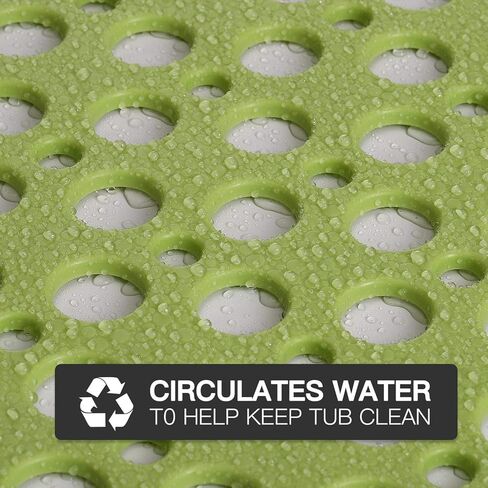 YINENN حمام دش حصيرة غير زلة مع أكواب الشفط، TPE حصيرة سلامة دش وخالية من اللاتكس الفثالات، سجادة حمام قابلة للغسل في الغسالة للحوض، حصائر حمام ناعمة مع فتحات تصريف 30 × 17 بوصة، ذروة خضراء in Kuwait