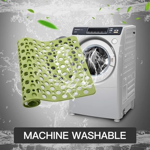 YINENN حمام دش حصيرة غير زلة مع أكواب الشفط، TPE حصيرة سلامة دش وخالية من اللاتكس الفثالات، سجادة حمام قابلة للغسل في الغسالة للحوض، حصائر حمام ناعمة مع فتحات تصريف 30 × 17 بوصة، ذروة خضراء in Kuwait