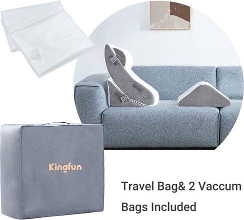 طقم وسائد إسفين لتقويم العظام من Kingfun مكون من 4 قطع لمرحلة ما بعد الجراحة، إسفنج الذاكرة للنوم، دعم الساق والظهر والذراع قابل للتعديل، وسادة الجلوس والراحة مع حقيبة سفر in Saudi Arabia