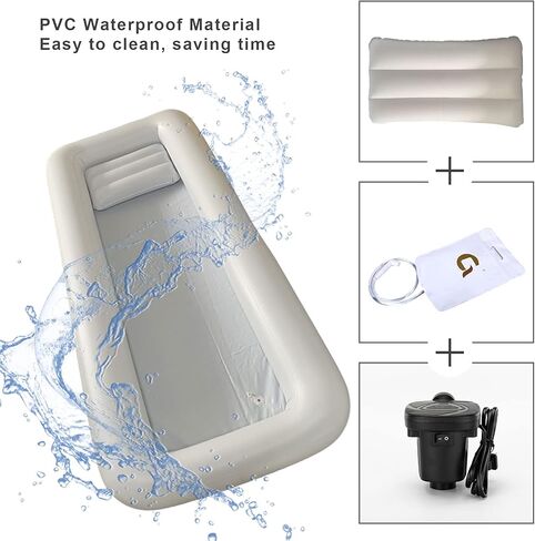 TWSOUL Inflatable Portable Bathtub, Medical Inflatable Bathtub Shower, Bath Basin Kit, PVC Portable Bathtub with Electric Air Pump, for Elderly, Disabled, Bedridden Patients, Handicapped, Pregnant in Kuwait