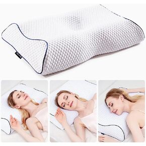 Cervical Contour Memory Foam Pillow: Neck Support Chiropractic Pillow,Ergonomic Orthopedic Sleep Spine Contoured Pillows,Relief Neck Shoulder Back Pain Relief Snoring, Side Back Stomach Sleeper Pillow in Saudi Arabia