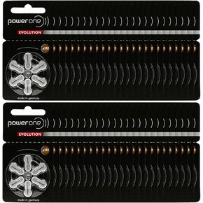 بطاريات PowerOne Evolution Size 312 للمساعدة السمعية - هواء زنك 1.45 فولت مع عمر بطارية محسّن (120 بطارية) in Kuwait