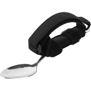 Beautyflier Spoon Fork Universal Cuff Utensil Adjustable Holder Strap for Holding Cutlery, Pens, Toothbrushes for Elderly or Individuals with Weak Grip (Black) in Saudi Arabia