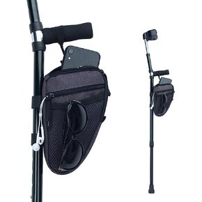 Forearm Crutch Bag Lightweight and Waterproof Forearm Crutch Accessories Storage Pouch with Triangle Shape, Universal Crutch Accessories Bag with Mesh Pocket to Organize Daily Essentials (Dark Grey)