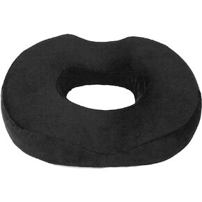 Donut Pillow Seat Cushion Orthopedic Design| Tailbone & Coccyx Memory Foam Pillow | Relieve Pain and Pressure for Hemorrhoid, Pregnancy Post Natal, Surgery, Sciatica (Black)