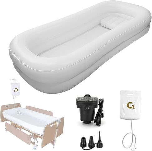 Inflatable Bathtub, Inflatable Bedside Shower Kit with Electric Air Pump and Water Bag, Medical Inflatable Bathtub Shower, PVC Portable Bathtub, for The Pregnant, Elderly, Disabled in Kuwait
