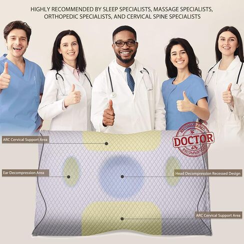 Cervical Contour Memory Foam Pillow: Neck Support Chiropractic Pillow,Ergonomic Orthopedic Sleep Spine Contoured Pillows,Relief Neck Shoulder Back Pain Relief Snoring, Side Back Stomach Sleeper Pillow in Saudi Arabia