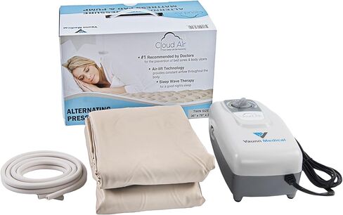 Vaunn Medical Cloud Air Whisper غطاء مرتبة ضغط الهواء المتناوب الهادئ مع مضخة مقاس مزدوج 36 بوصة × 78 بوصة × 3 بوصة in Kuwait
