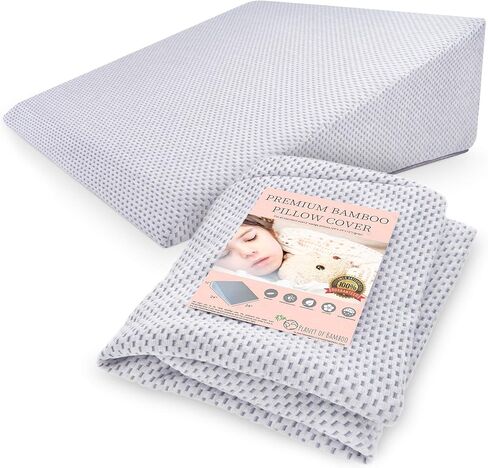 غطاء وسادة ويدج بديل من الخيزران (24 × 24 × 12) مع سحاب - ممتص للعرق وممتص للرطوبة وخالي من الروائح الكريهة - رمادي in Kuwait