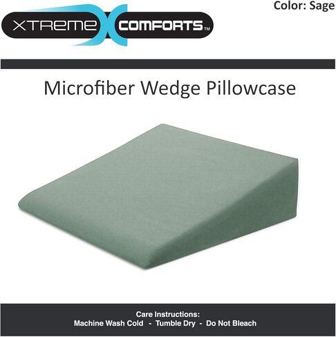 غطاء وسادة إسفين من Xtreme Comforts - غطاء صديق للحساسية وسهل التنظيف - يناسب وسادتنا الإسفينية (27 بوصة × 25 بوصة × 7 بوصة) - سيج in Kuwait