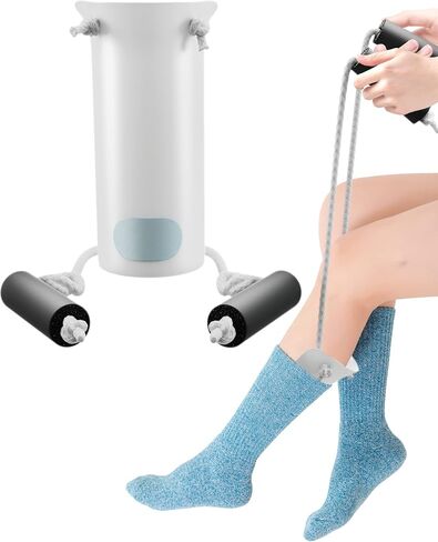 Mars Wellness Deluxe Moulded Sock Donner - مقابض إسفنجية - حبال قابلة للتعديل مقاس 31 بوصة - منزلق جورب ضاغط - كبار السن، وكبار السن، ومرضى السكر الحوامل (قد تختلف الألوان) - عبوة واحدة in Kuwait