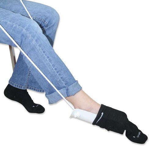 Rehabilitation Advantage Wide Sock Aid with Single Cord, White, 1 Count in Saudi Arabia