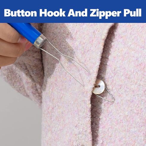 Zerodis Button Hook, 6PCs Shirt Coat Buttoning Aid Hand Buttons aids Wire Loop Button Hook Assist Tool Button Hook Dressing Aid Easily Buttons Dress Assist Device in Kuwait
