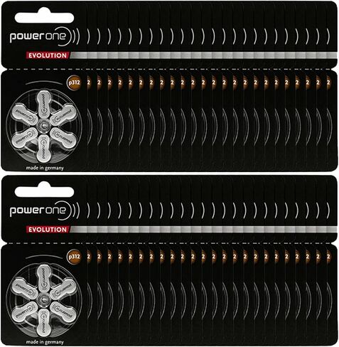 بطاريات PowerOne Evolution Size 312 للمساعدة السمعية - هواء زنك 1.45 فولت مع عمر بطارية محسّن (120 بطارية) in Saudi Arabia