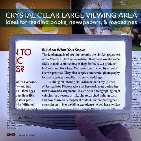 MagniPros 5X Large Ultra Bright LED Page Magnifier with Anti-Glare Lens & 3 Fully Dimmable Light Modes, Relieve Eye Strain- Ideal for Reading Small Prints, Low Vision, Seniors in Saudi Arabia